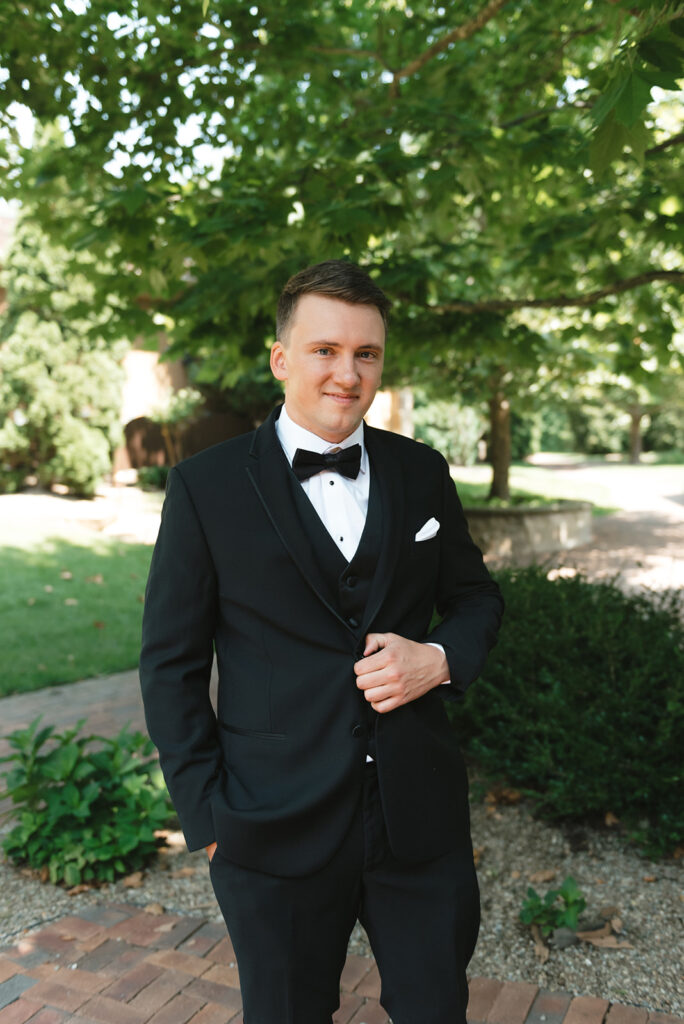 Groom at black-tie wedding in Canton, Ohio | J. Lynne Photography