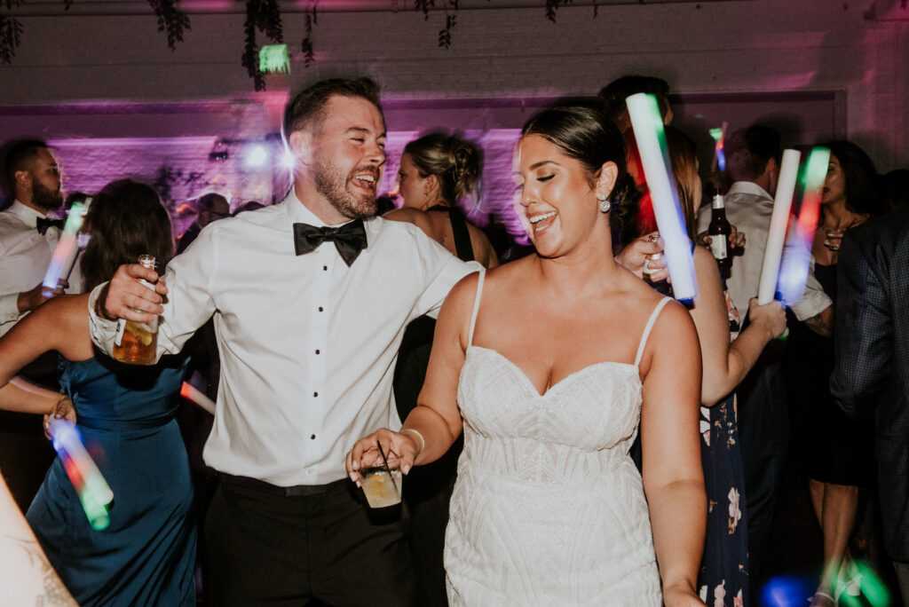Bride and groom dancing at their evening reception at The Madison in Cleveland, Ohio | J. Lynne Photography